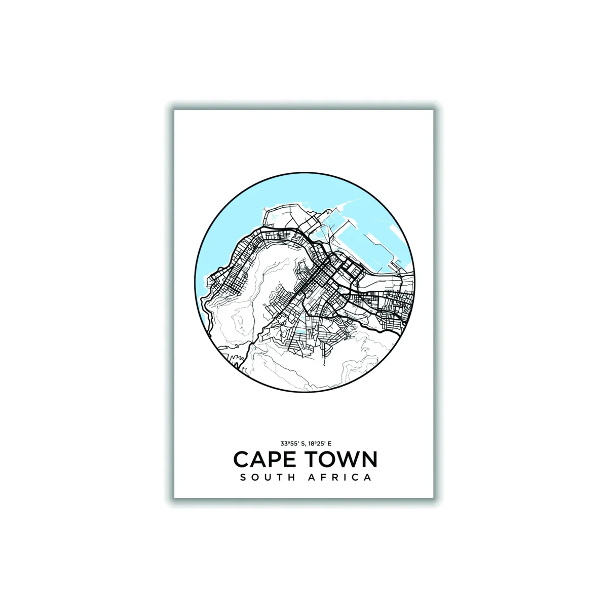 Blue Map Of Cape Town Extra Large Stanley Print House – image 1