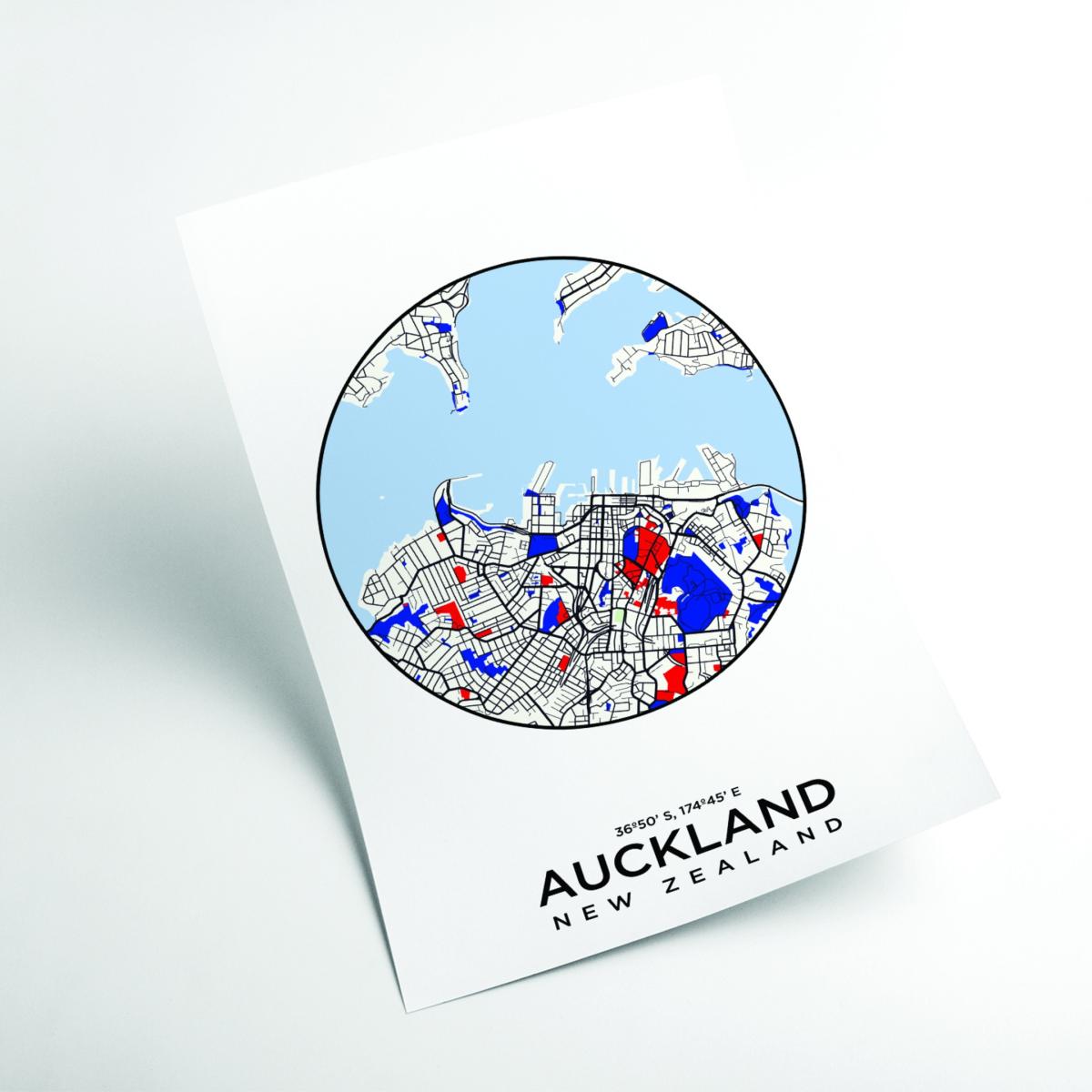Blue Map Of Auckland New Zealand Xxs Stanley Print House – image 2