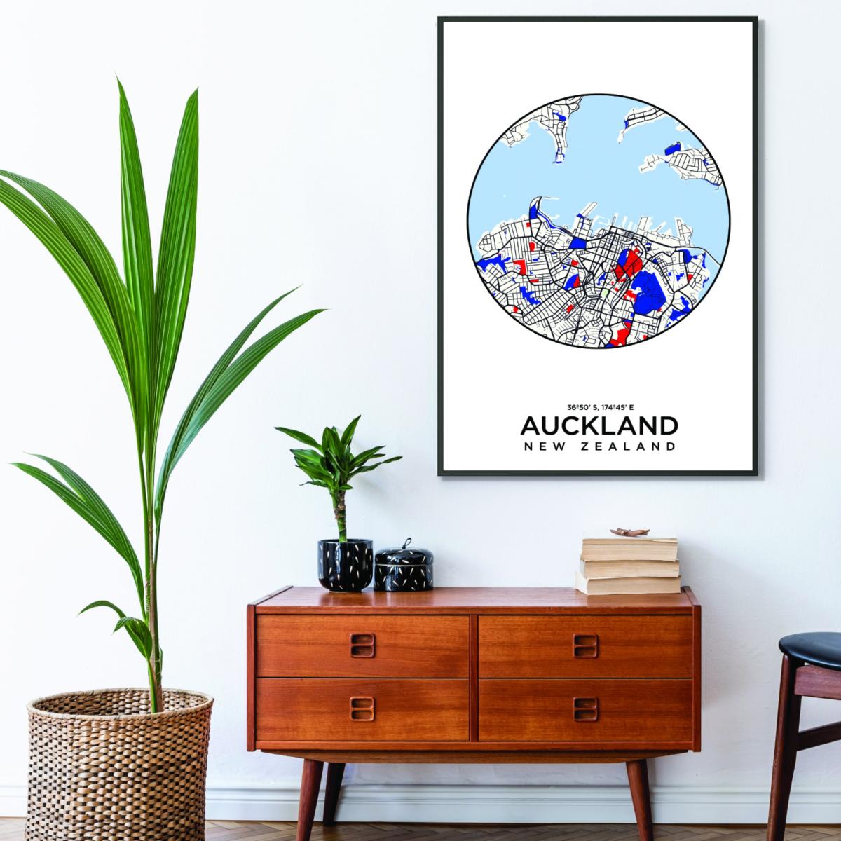 Blue Map Of Auckland New Zealand Xxs Stanley Print House – image 3