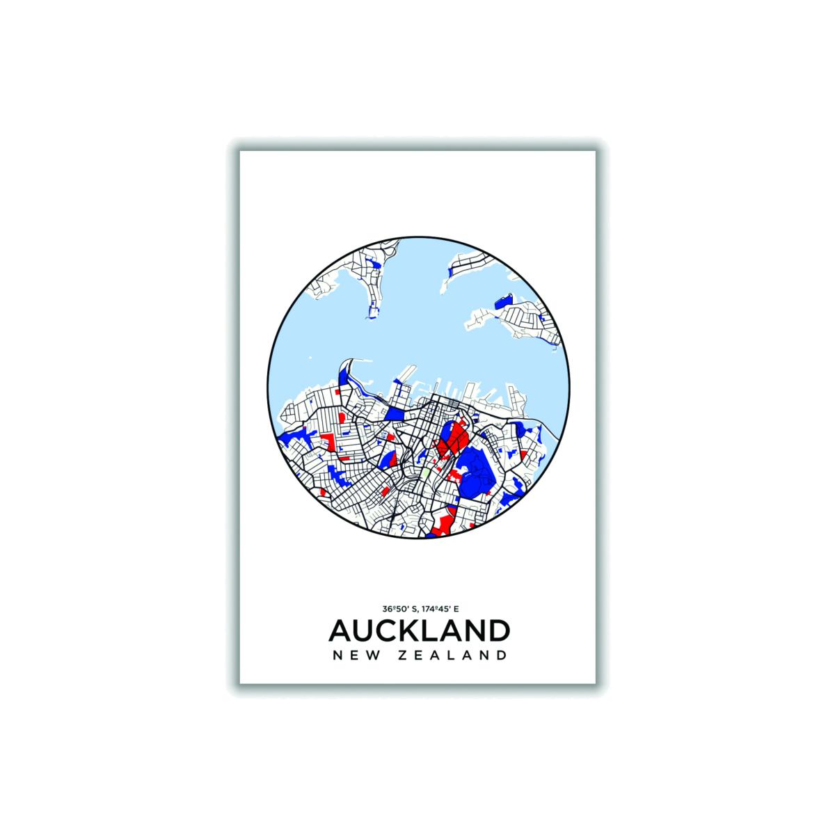 Blue Map Of Auckland New Zealand Xxs Stanley Print House – image 1