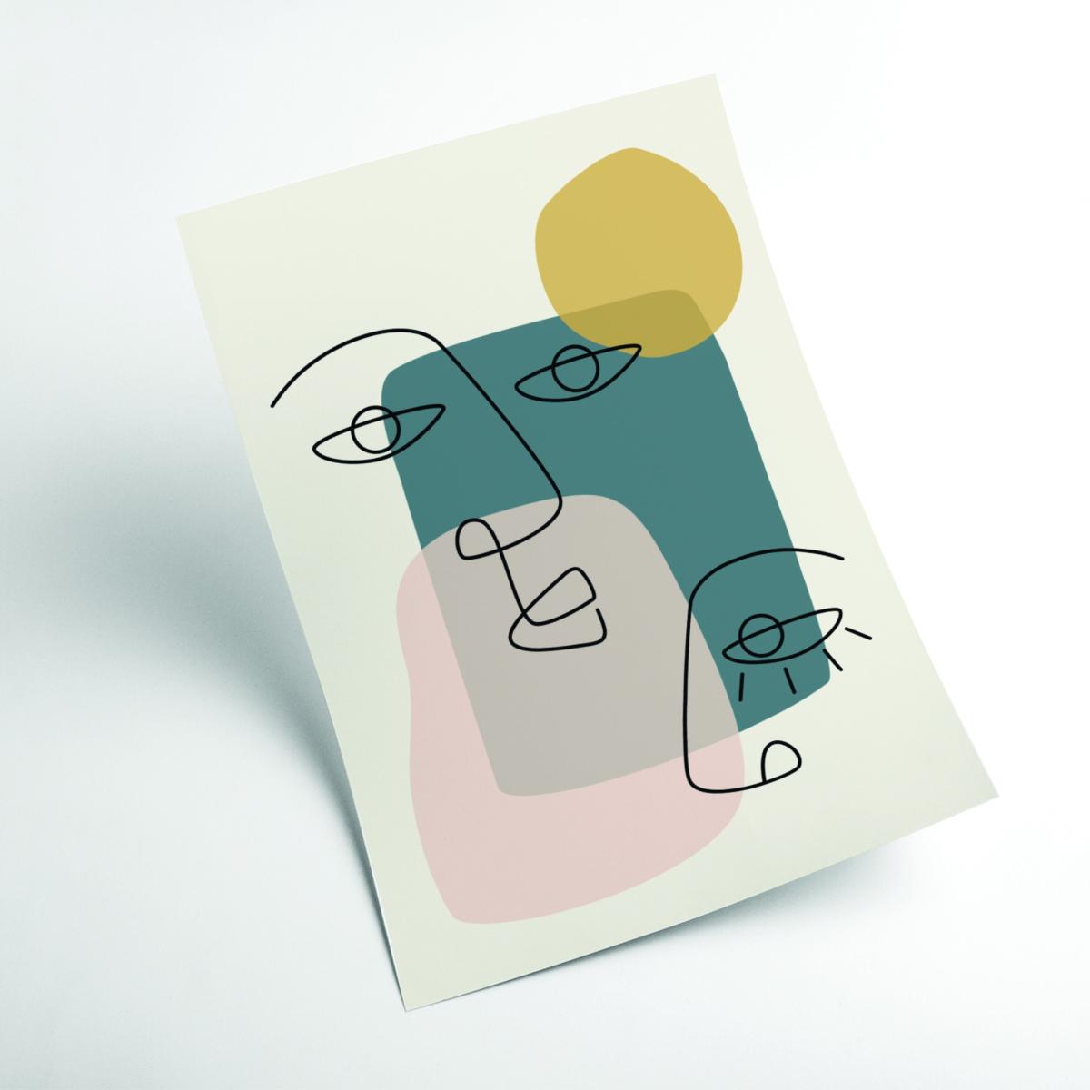 Neutrals Abstract Faces Small Stanley Print House – image 2
