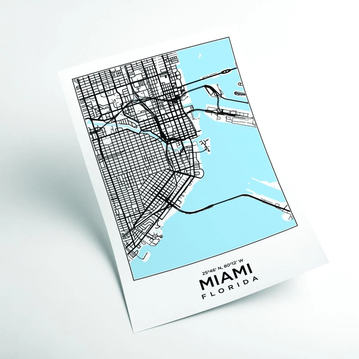 Blue Map Of Miami Florida A4 210 X 297Mm Stanley Print House – image 2