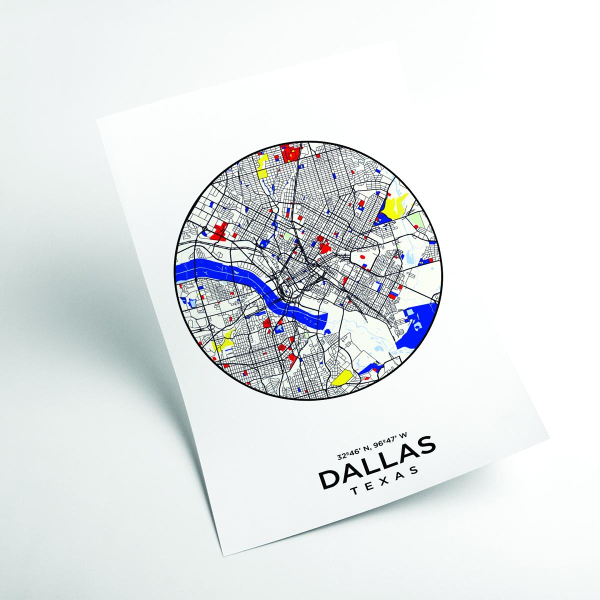 Blue Map Of Dallas Texas 1 A3 297 X 420Mm Stanley Print House – image 2