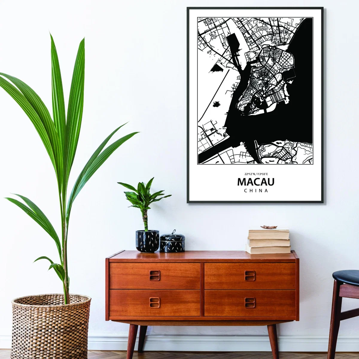 Black Map Of Macau China A4 210 X 297Mm Stanley Print House – image 3
