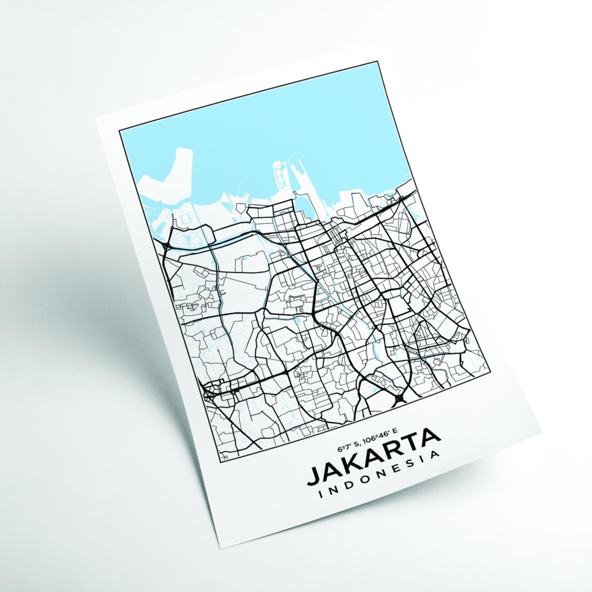 Blue Map Of Jakarta Indonesia A4 210 X 297Mm Stanley Print House – image 2