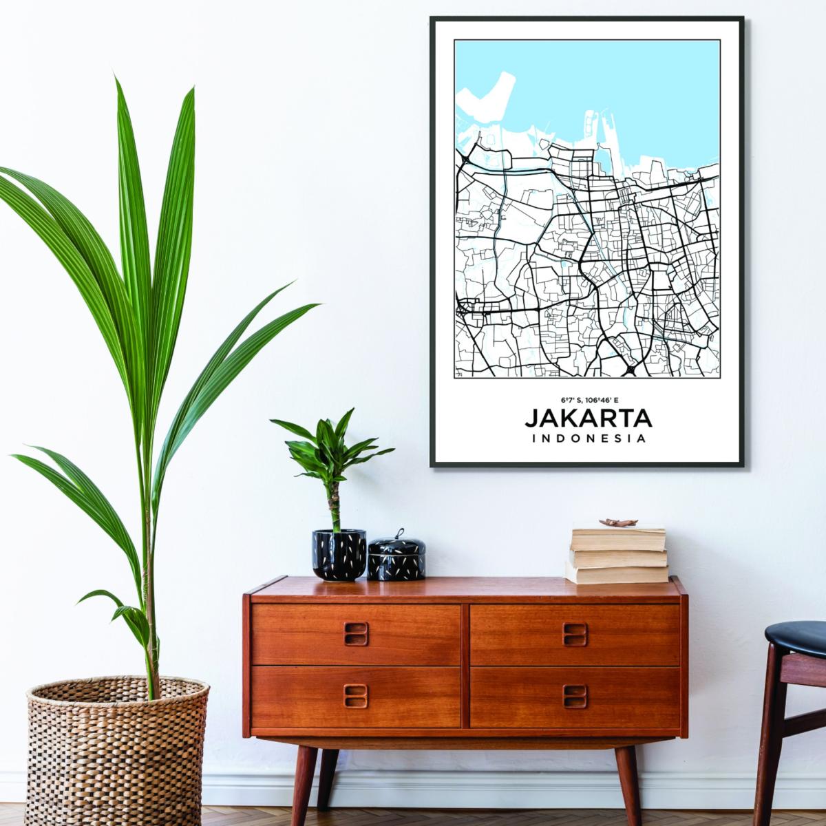 Blue Map Of Jakarta Indonesia A4 210 X 297Mm Stanley Print House – image 3