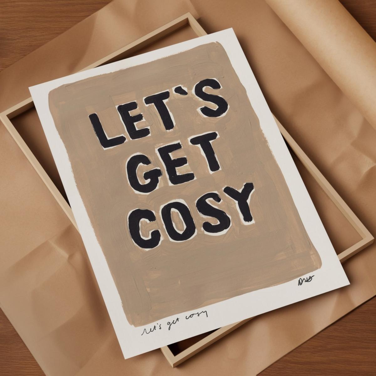 Neutrals Lets Get Cosy Hand Painted Art Print - A3 | Natalie Cass Art – image 4