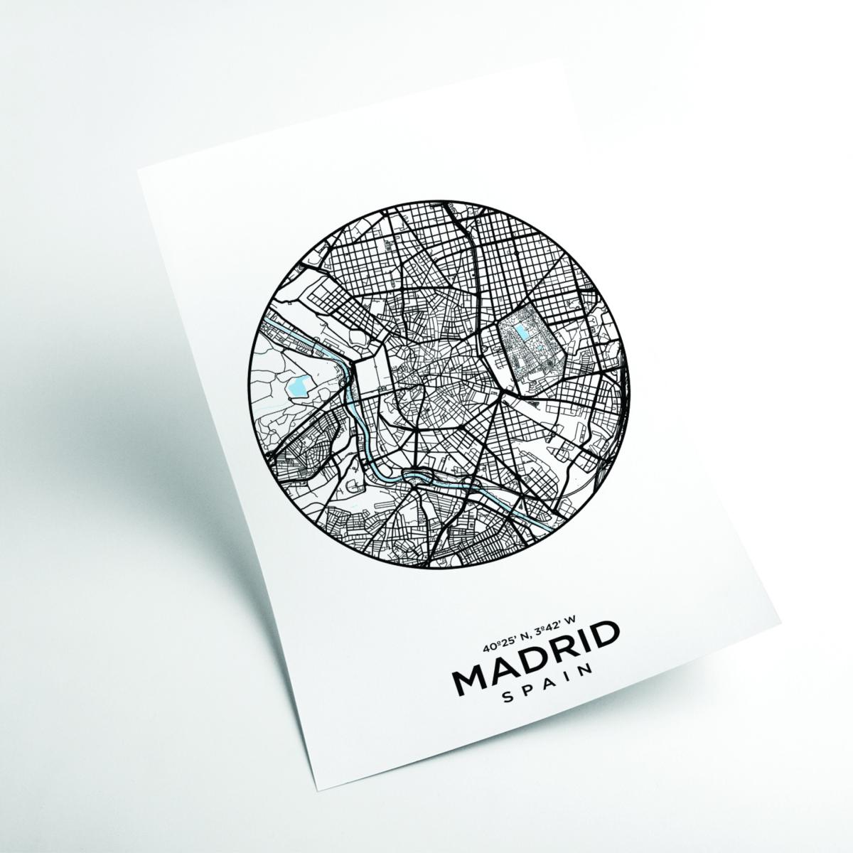 Black Map Of Madrid A4 210 X 297Mm Stanley Print House – image 2