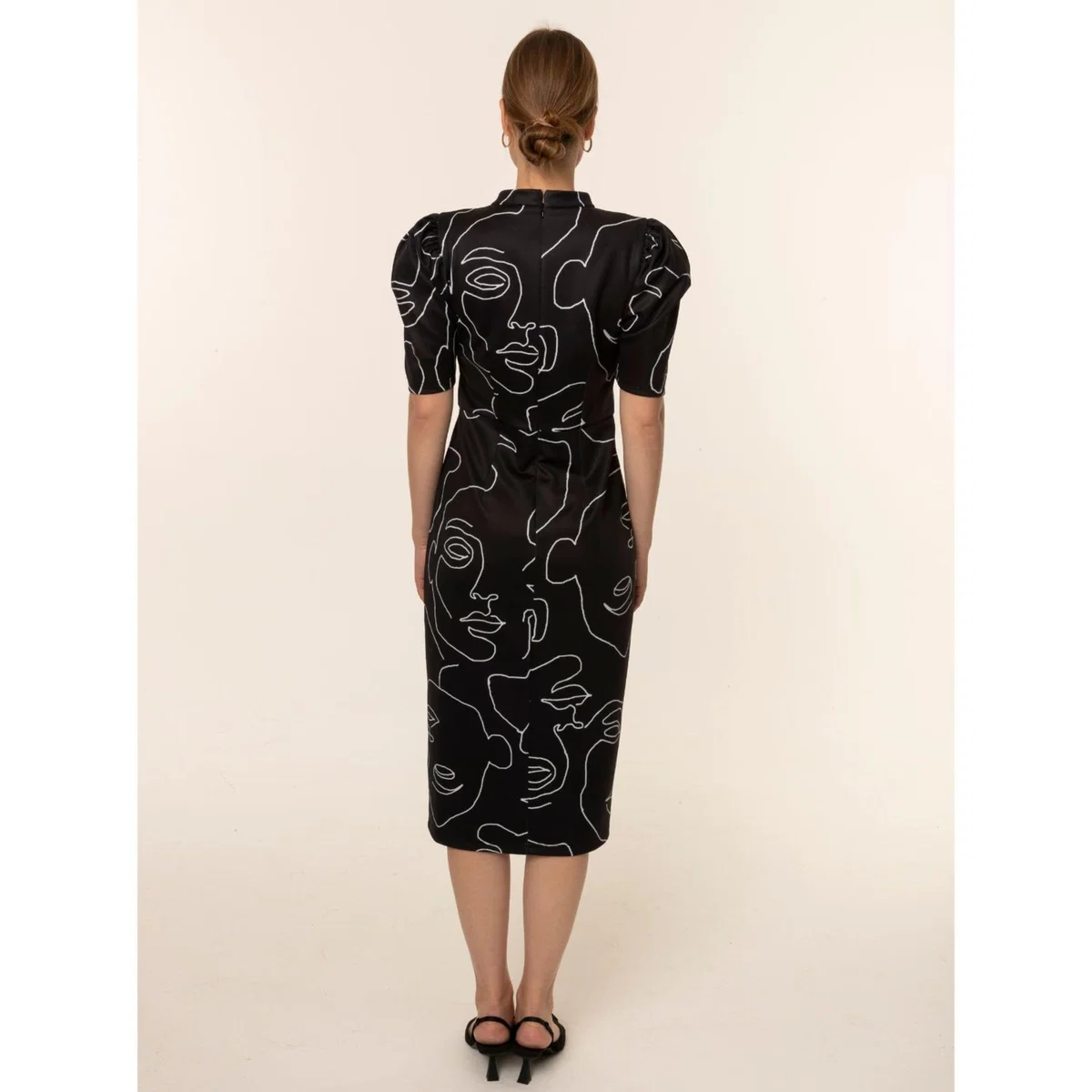 Women's Black Graphic Print Midi Dress | Large | Thegtfashion – image 6
