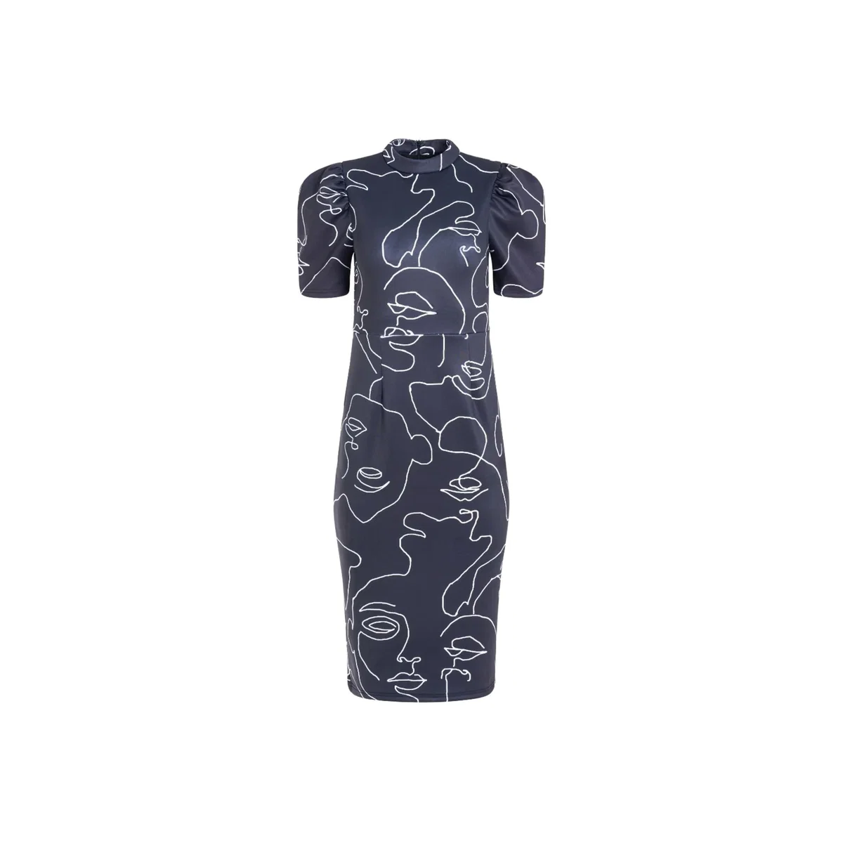 Women's Black Graphic Print Midi Dress | Large | Thegtfashion – image 1