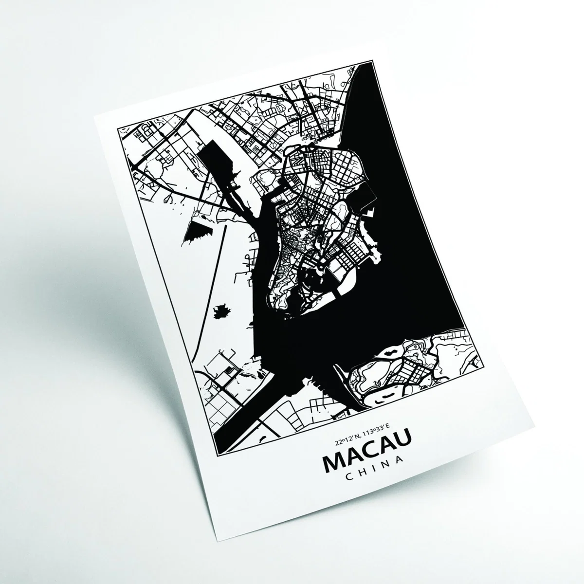Black Map Of Macau China Medium Stanley Print House – image 2