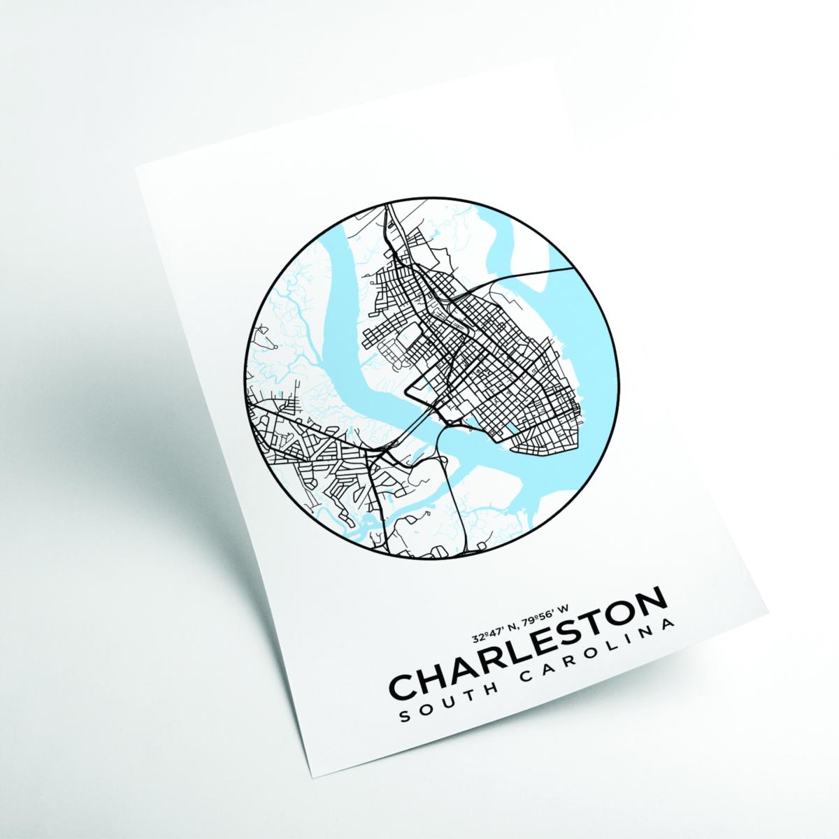 Blue Map Of Charleston Medium Stanley Print House – image 2