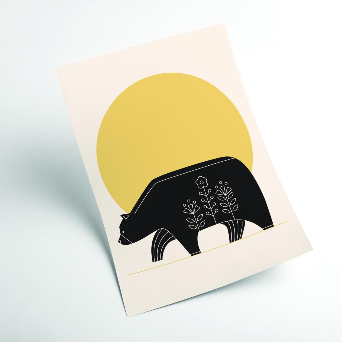 Yellow / Orange Sunny Day Bear A2 420 X 594Mm Stanley Print House – image 2