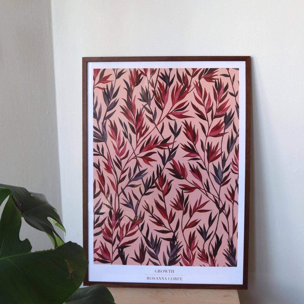 Pink / Purple / Red A3 - 'Growth' Blush Pink Botanical Print One Size Rosanna Corfe – image 3