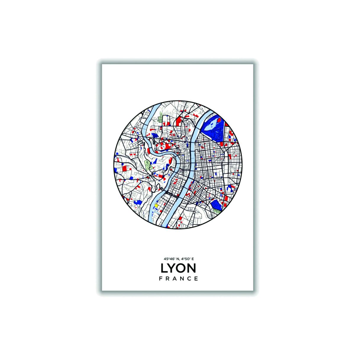 Black Map Of Lyon France 1 A1 594 X 841Mm Stanley Print House – image 1