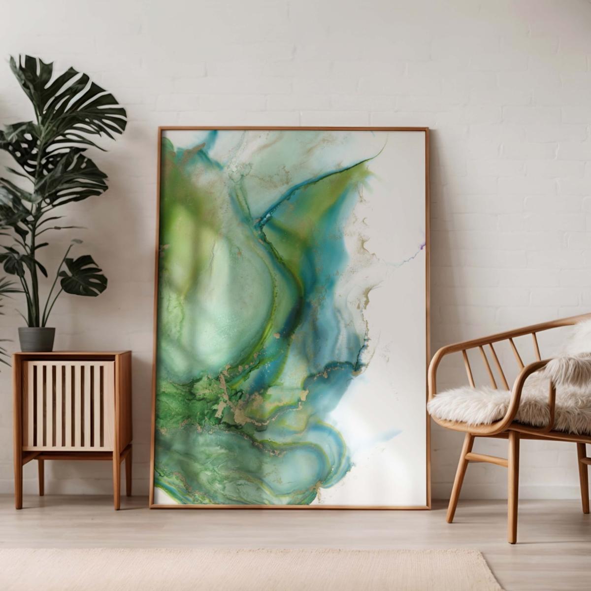 Green / Gold Peacock - A0 Fine Art Print | A0 | 841 X 1189Mm | Art by Affie – image 3