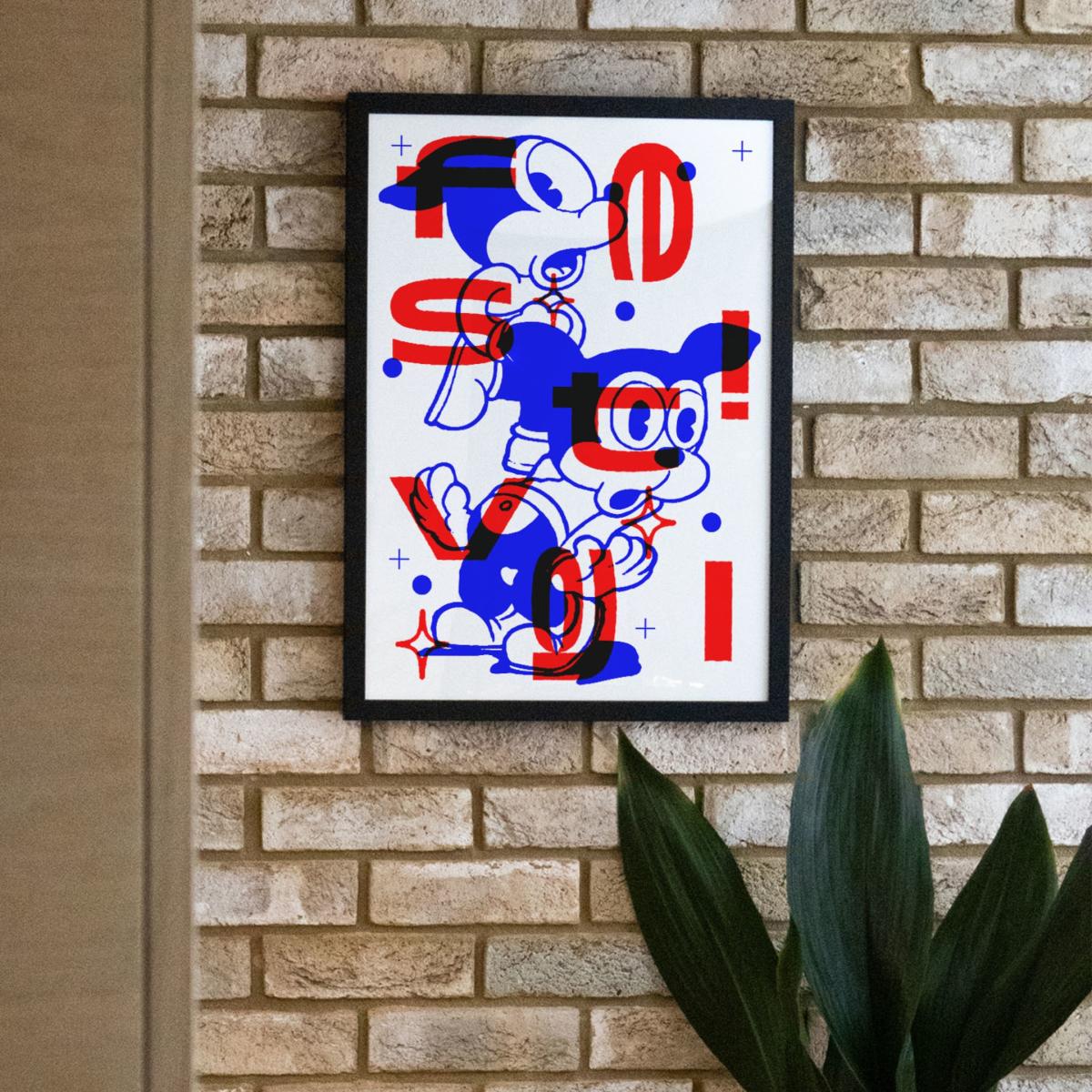 Blue / Red Festival - Giclee Fine Art Print - Small | A3 | 297 X 420Mm | East Side Studio London – image 4