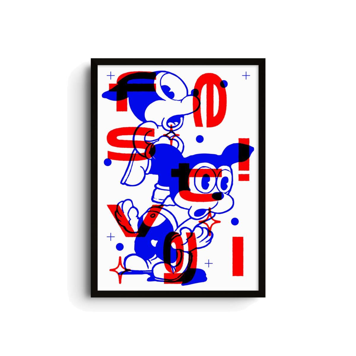 Blue / Red Festival - Giclee Fine Art Print - Small | A3 | 297 X 420Mm | East Side Studio London – image 1