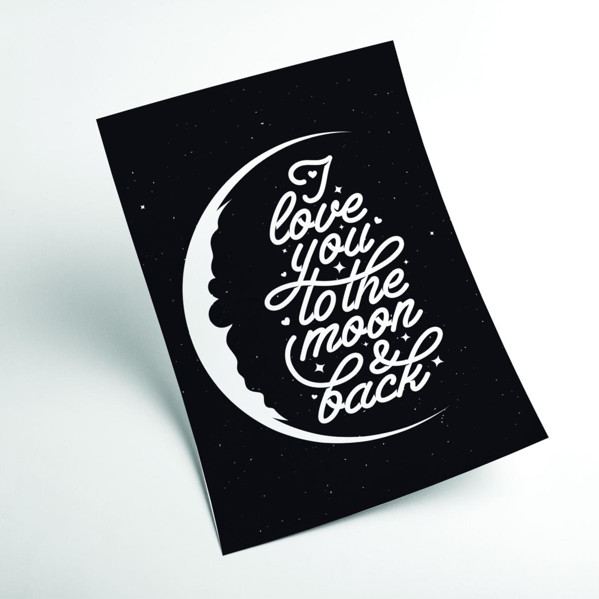Black I Love You To The Moon And Back I A4 210 X 297Mm Stanley Print House – image 2