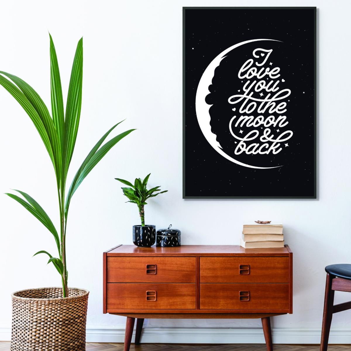 Black I Love You To The Moon And Back I A4 210 X 297Mm Stanley Print House – image 3