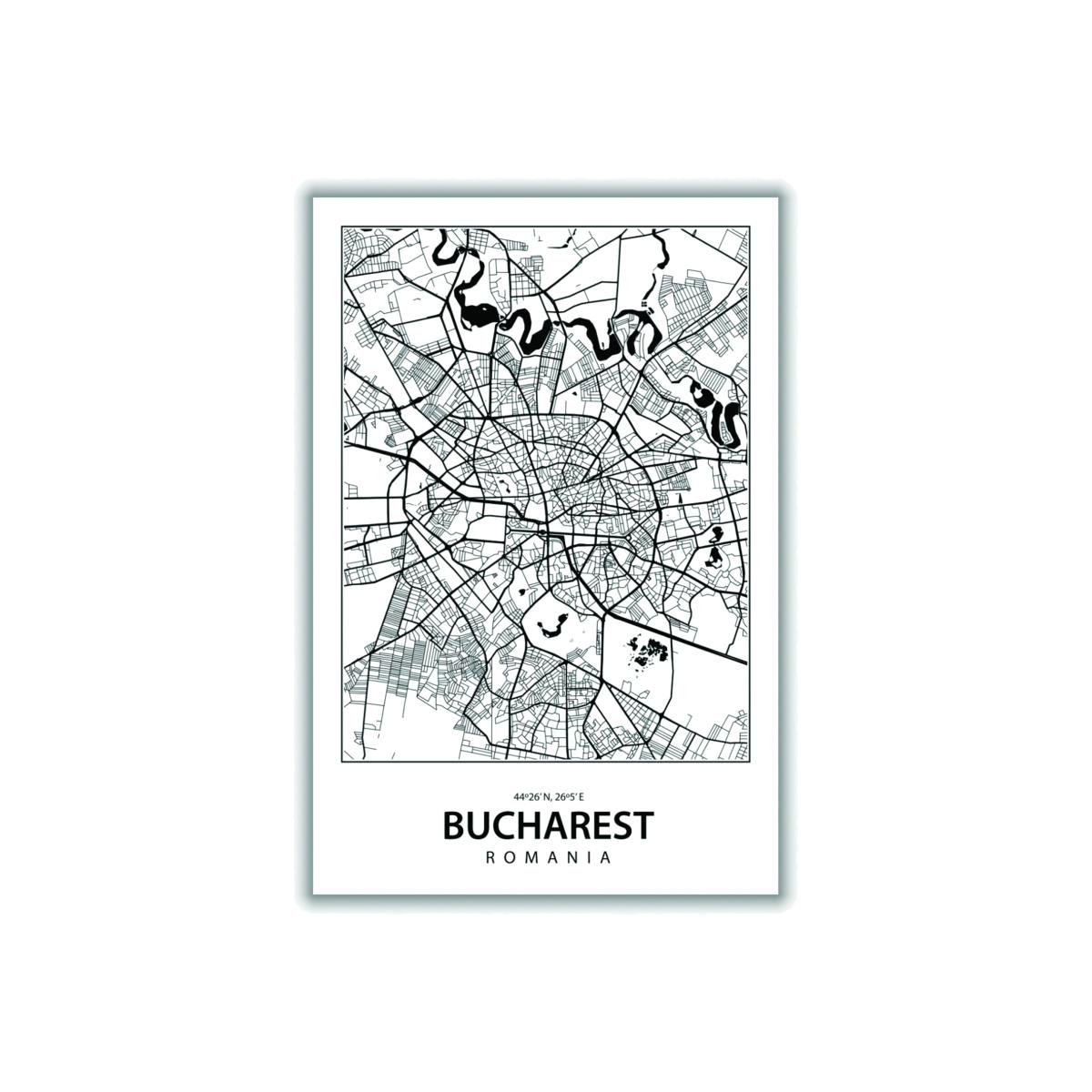 Black Map Of Bucharest Romania Small Stanley Print House – image 1