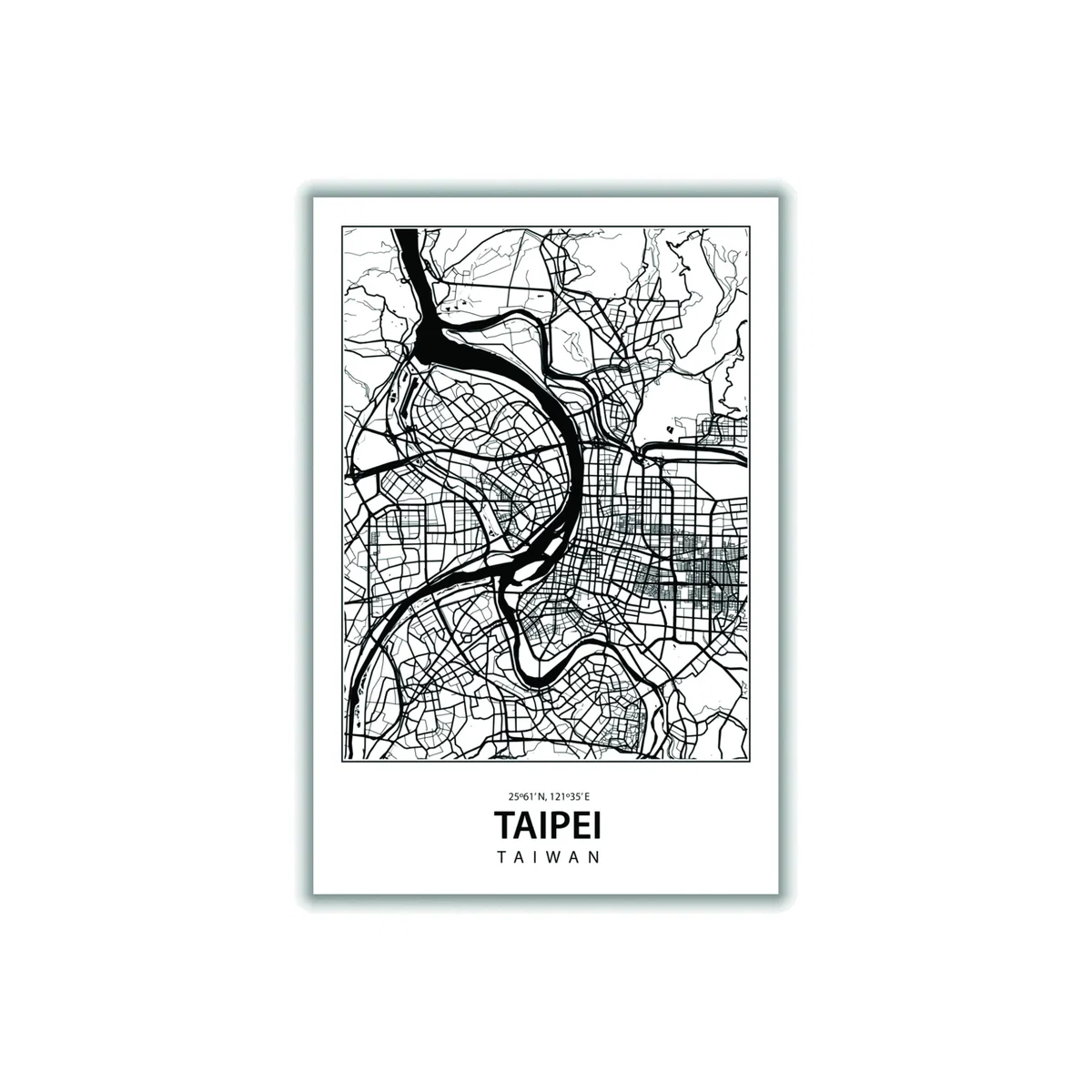 Black Map Of Taipei Extra Small Stanley Print House – image 1