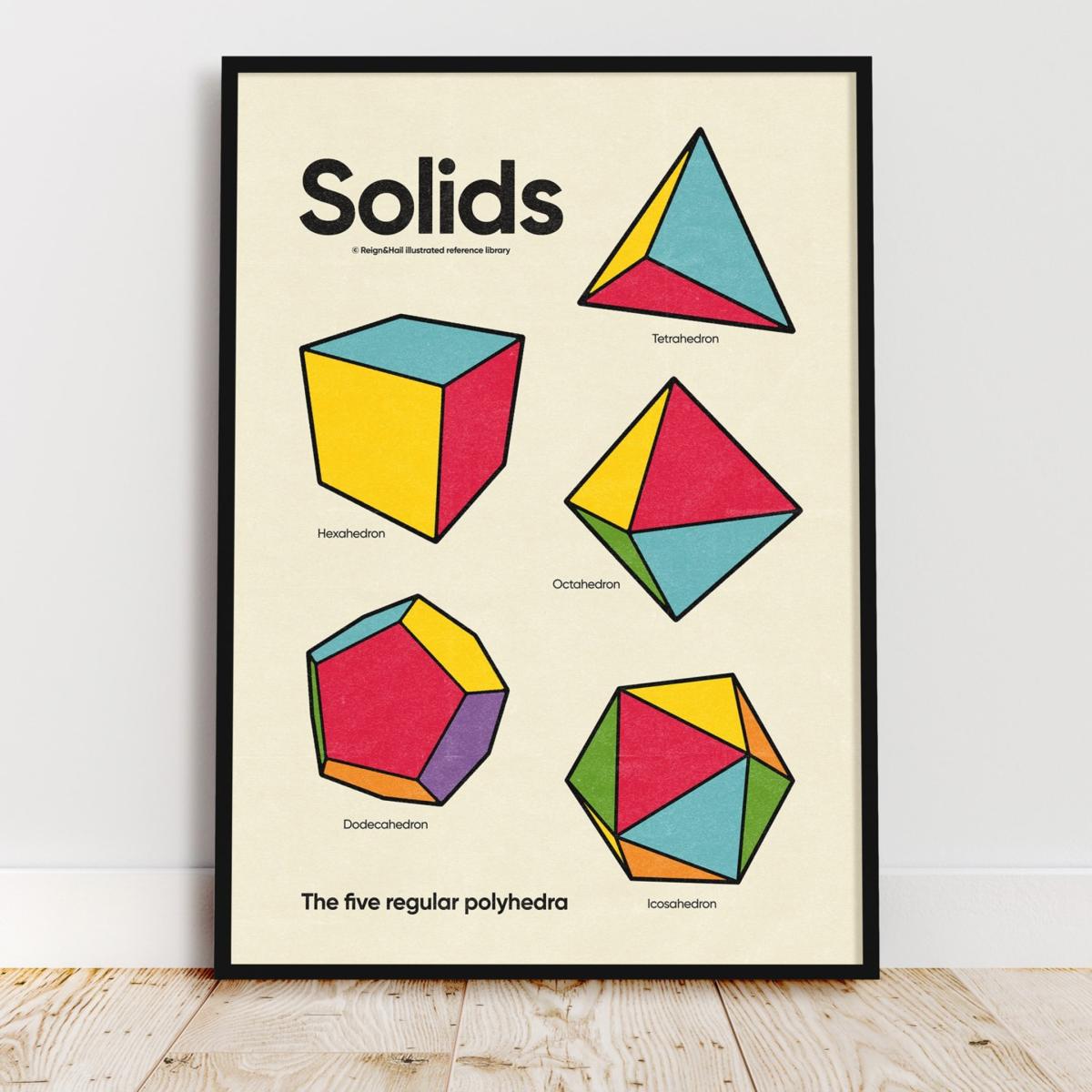 Solids - Educational Shapes Poster, Kids Room Print - A3 Reign & Hail – image 4