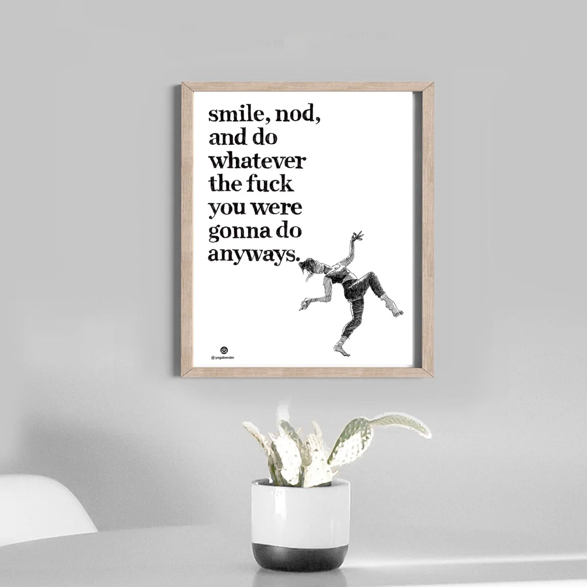 Black / White Yoga Travel Art Print: Smile And Nod Awol – image 2