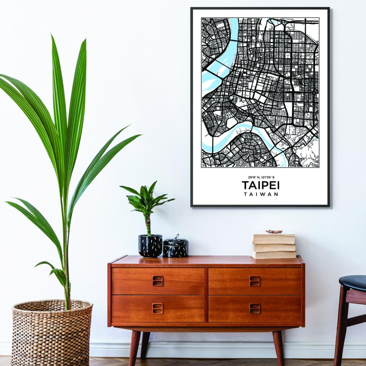 Black Map Of Taipai Taiwan A4 210 X 297Mm Stanley Print House – image 3