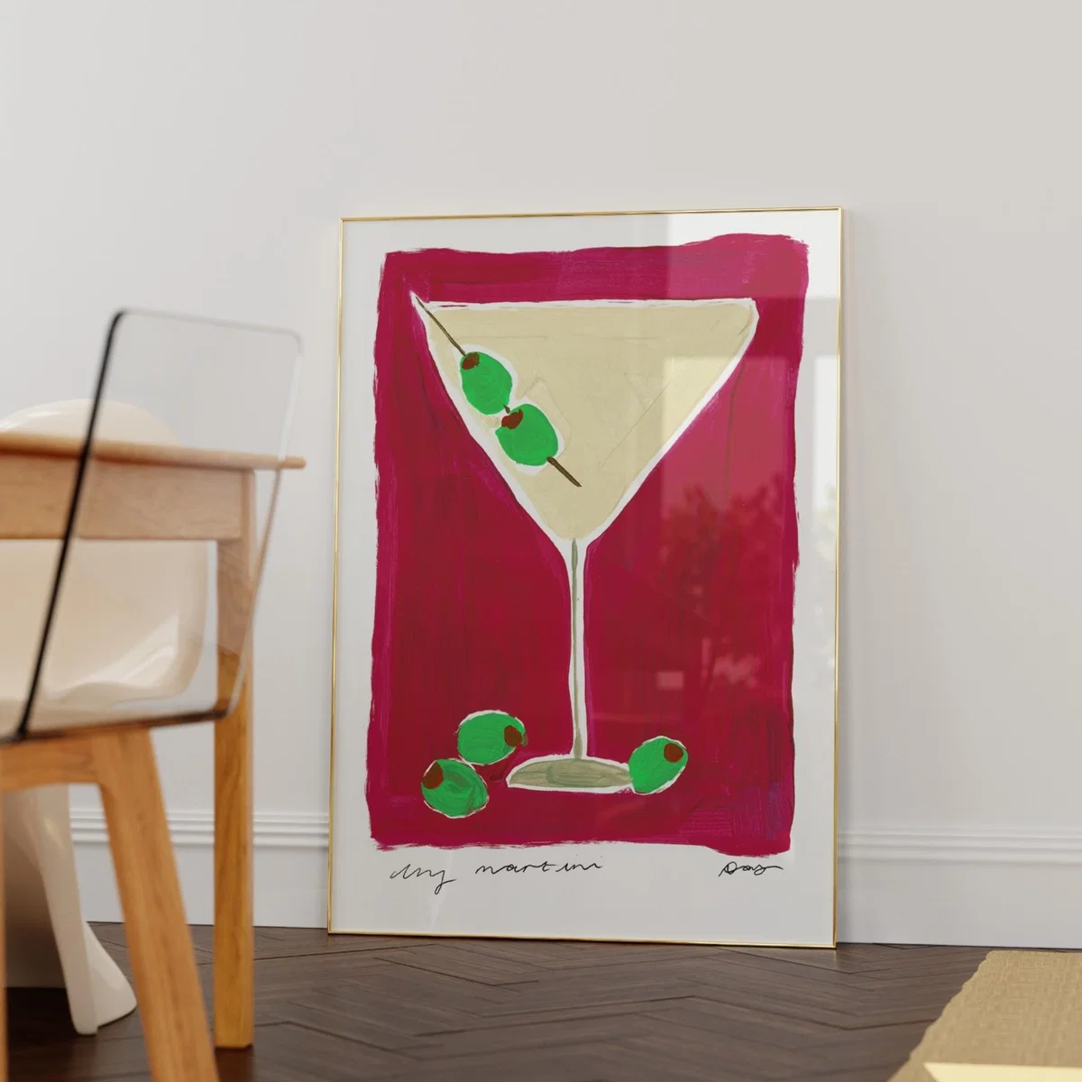 Red Dry Martini Hand Painted Art Print - A3 | Natalie Cass Art – image 2