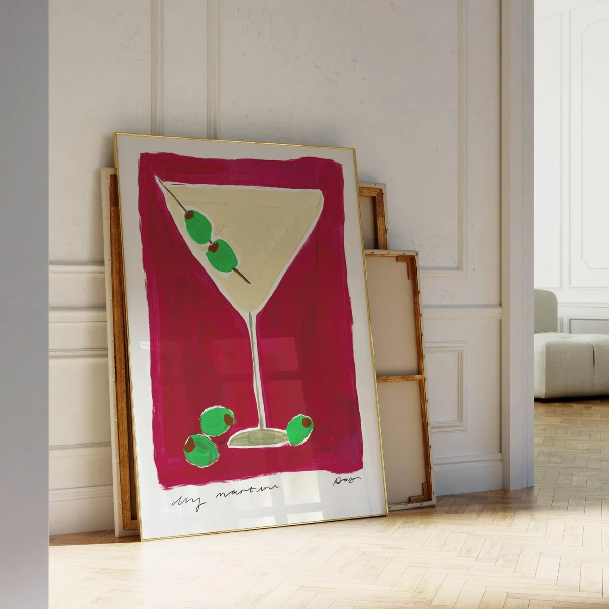 Red Dry Martini Hand Painted Art Print - A3 | Natalie Cass Art – image 3