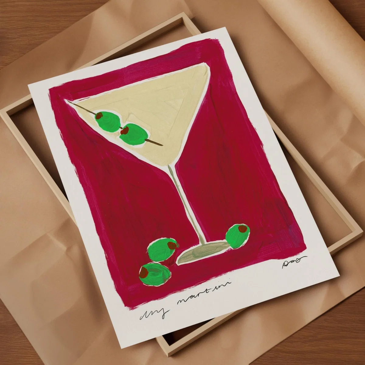 Red Dry Martini Hand Painted Art Print - A3 | Natalie Cass Art – image 4