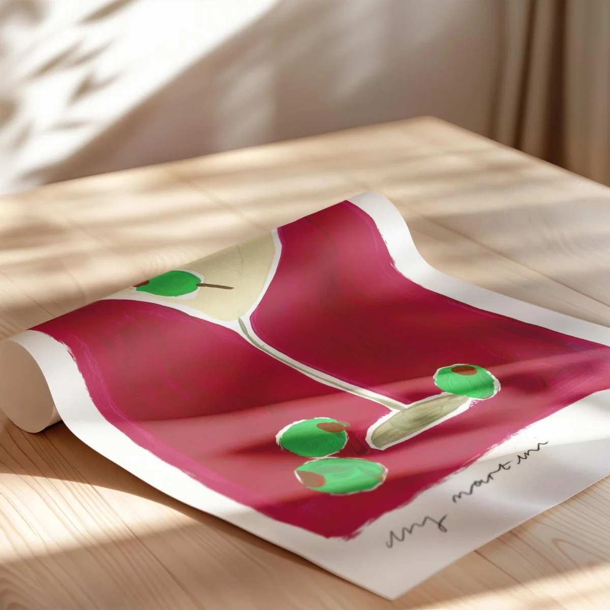 Red Dry Martini Hand Painted Art Print - A3 | Natalie Cass Art – image 5