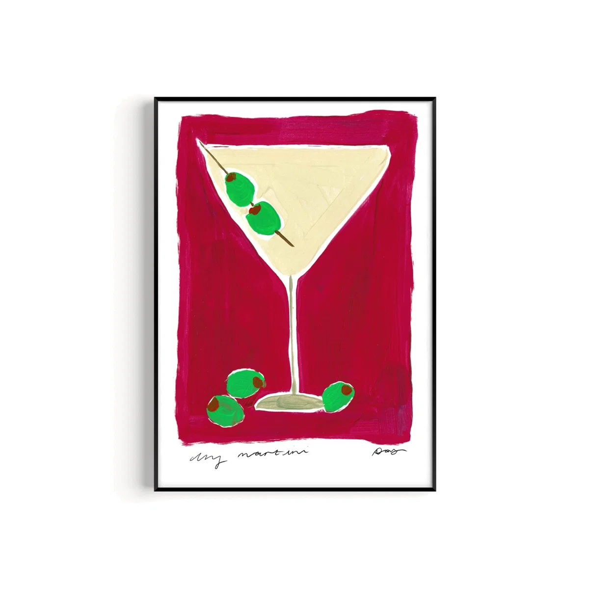 Red Dry Martini Hand Painted Art Print - A3 | Natalie Cass Art – image 1