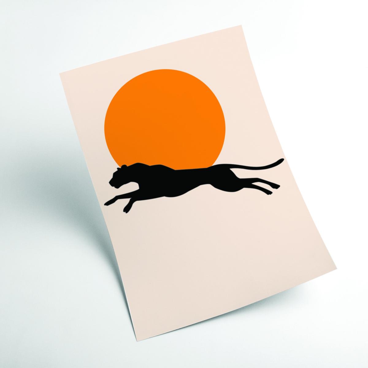 Yellow / Orange Leaping Leopard Sun Poster Extra Small Stanley Print House – image 2