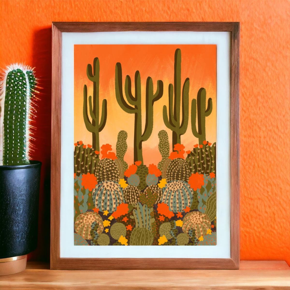 Green / Yellow / Orange Cactus Art Print The Neighbourhood Threat – image 3