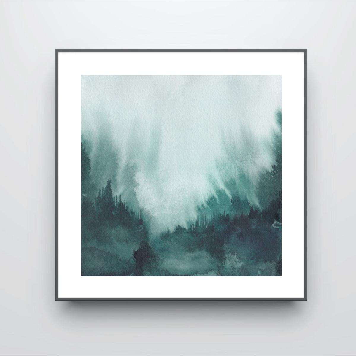 Green / Blue 'Beneath' Abstract Green Landscape Art Print One Size Rosanna Corfe – image 2