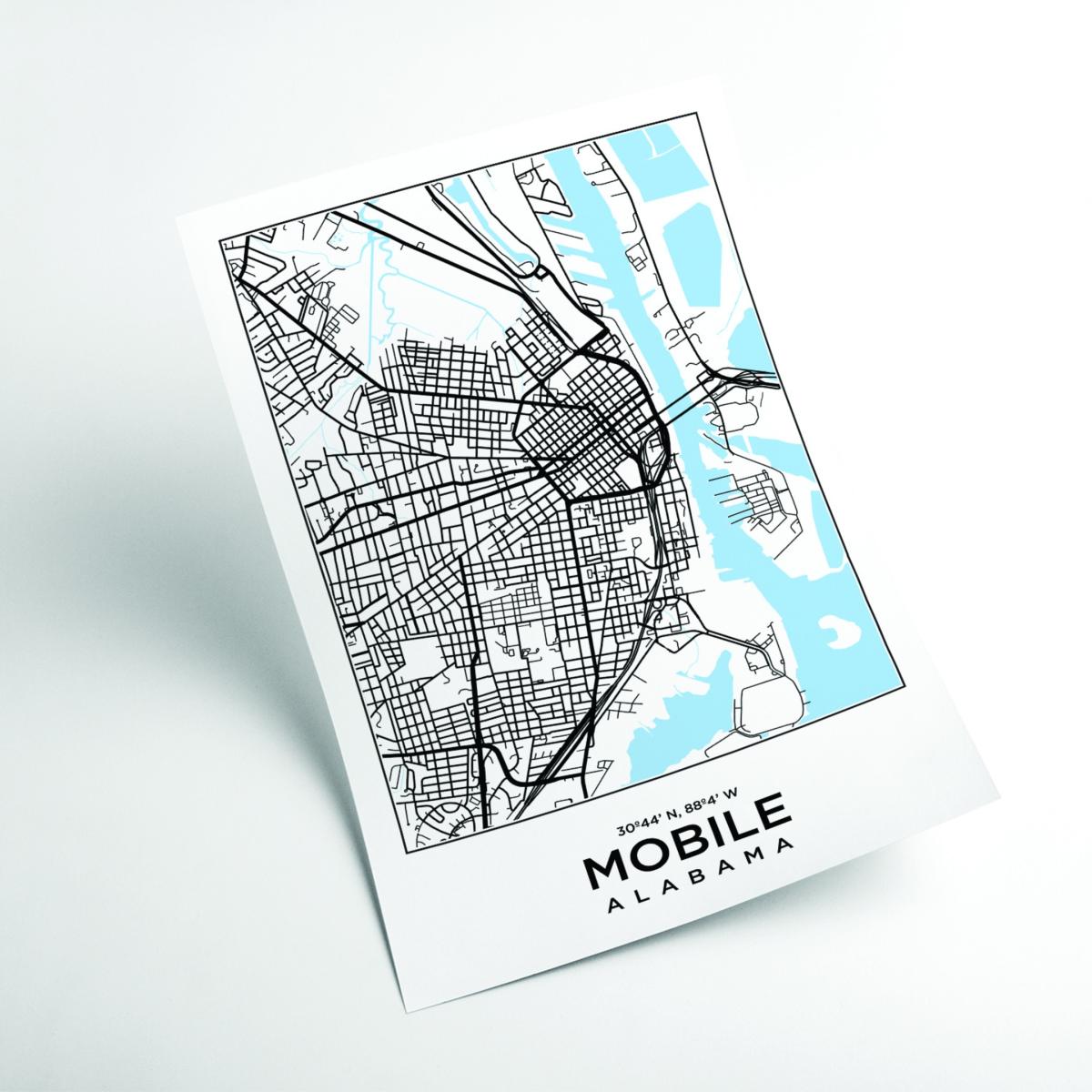 Blue Map Of Mobile Alabama A4 210 X 297Mm Stanley Print House – image 2