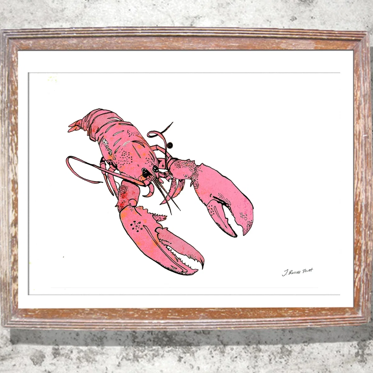White The Little Pink Lobster Limited Edition Signed Print Jessica Russell Flint – image 1