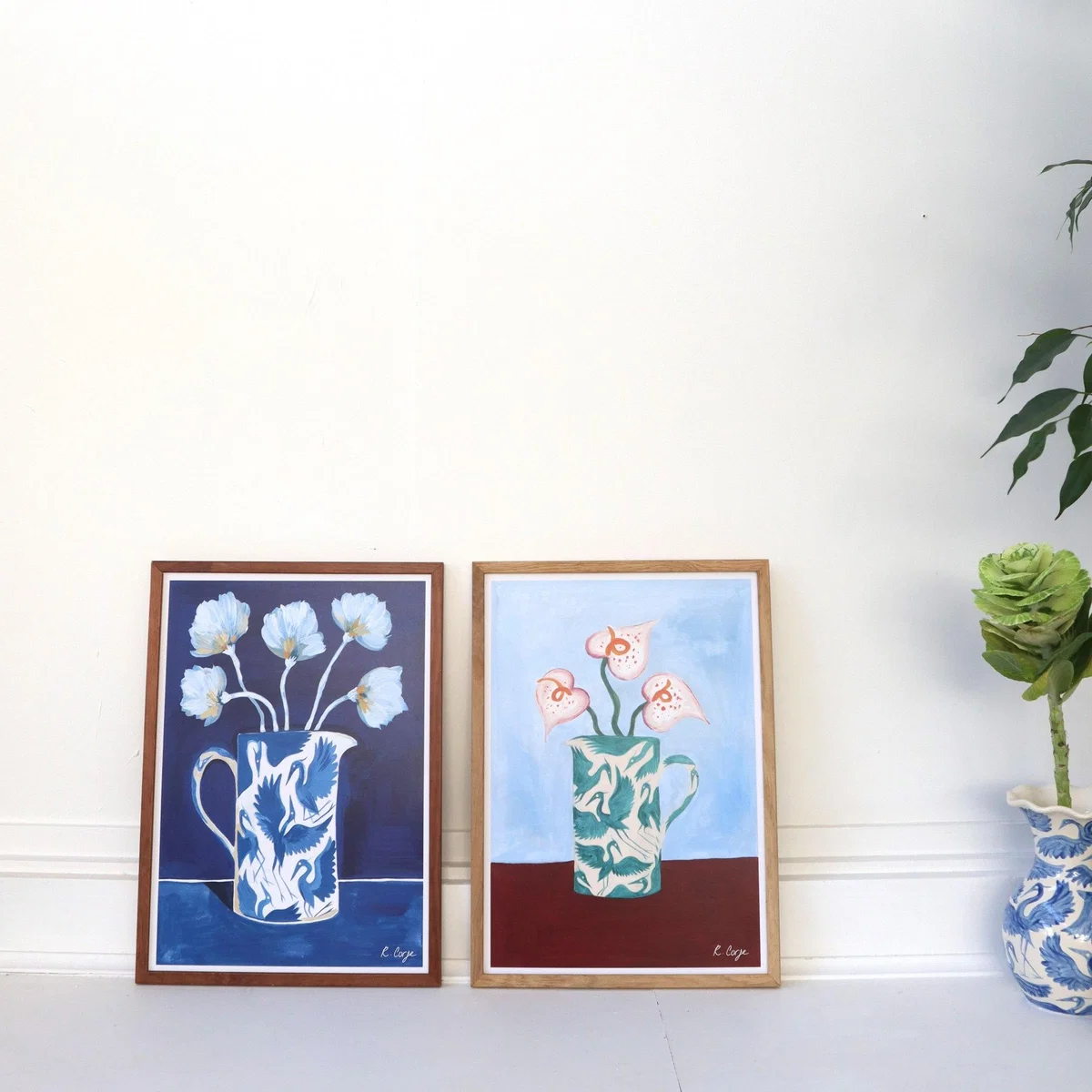 Blue / Red A3 - Herons On Jug 02 Print - Blue, Red One Size Rosanna Corfe – image 3