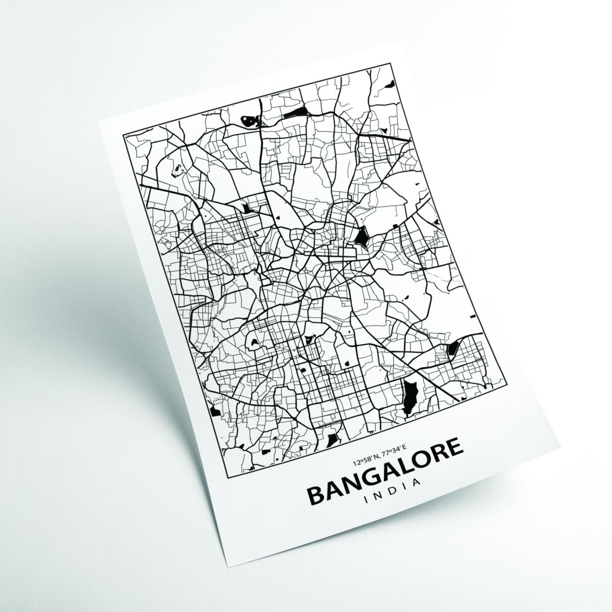 Black Map Of Bangalore A1 594 X 841Mm Stanley Print House – image 2
