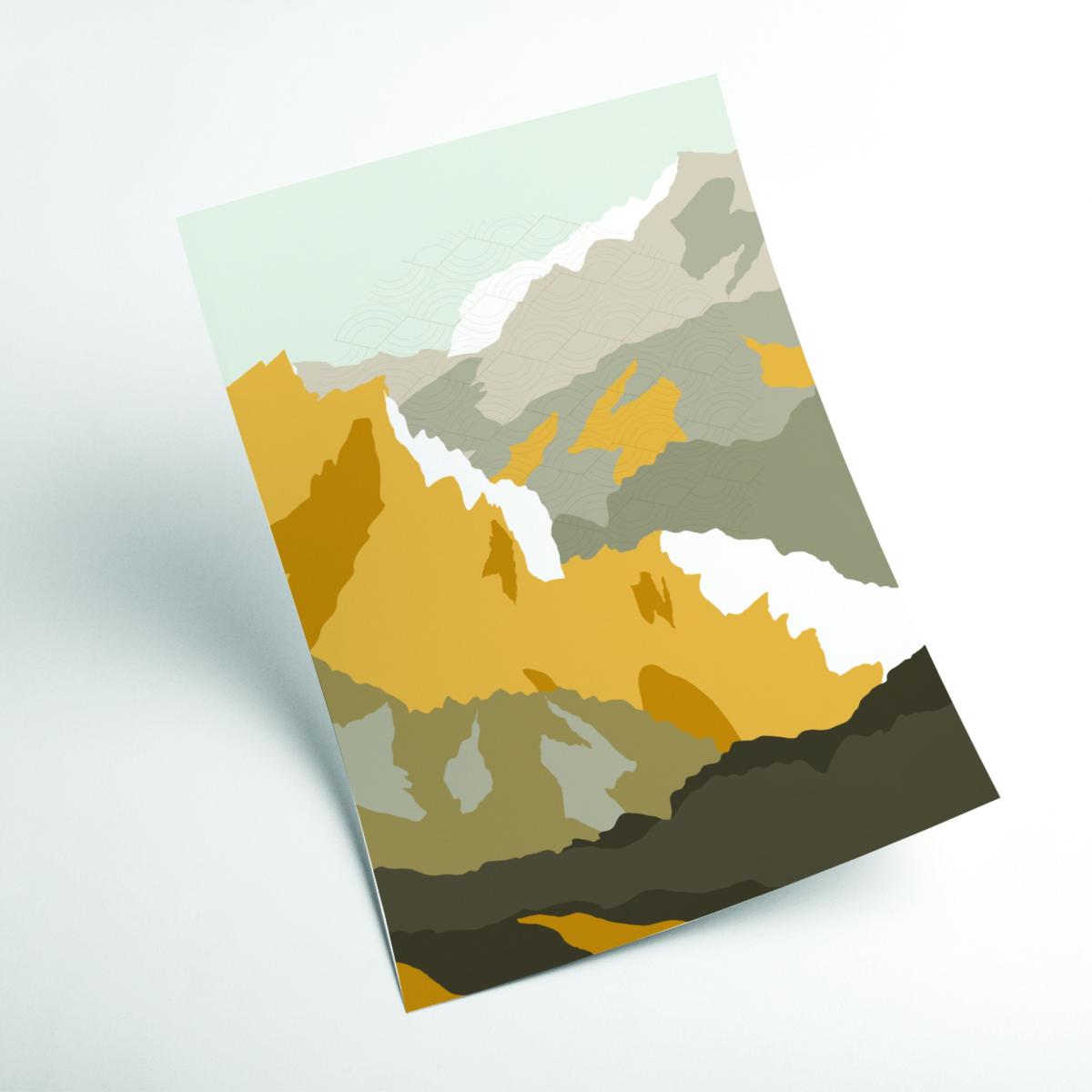Yellow / Orange Japanese Mountain Scene A4 210 X 297Mm Stanley Print House – image 2