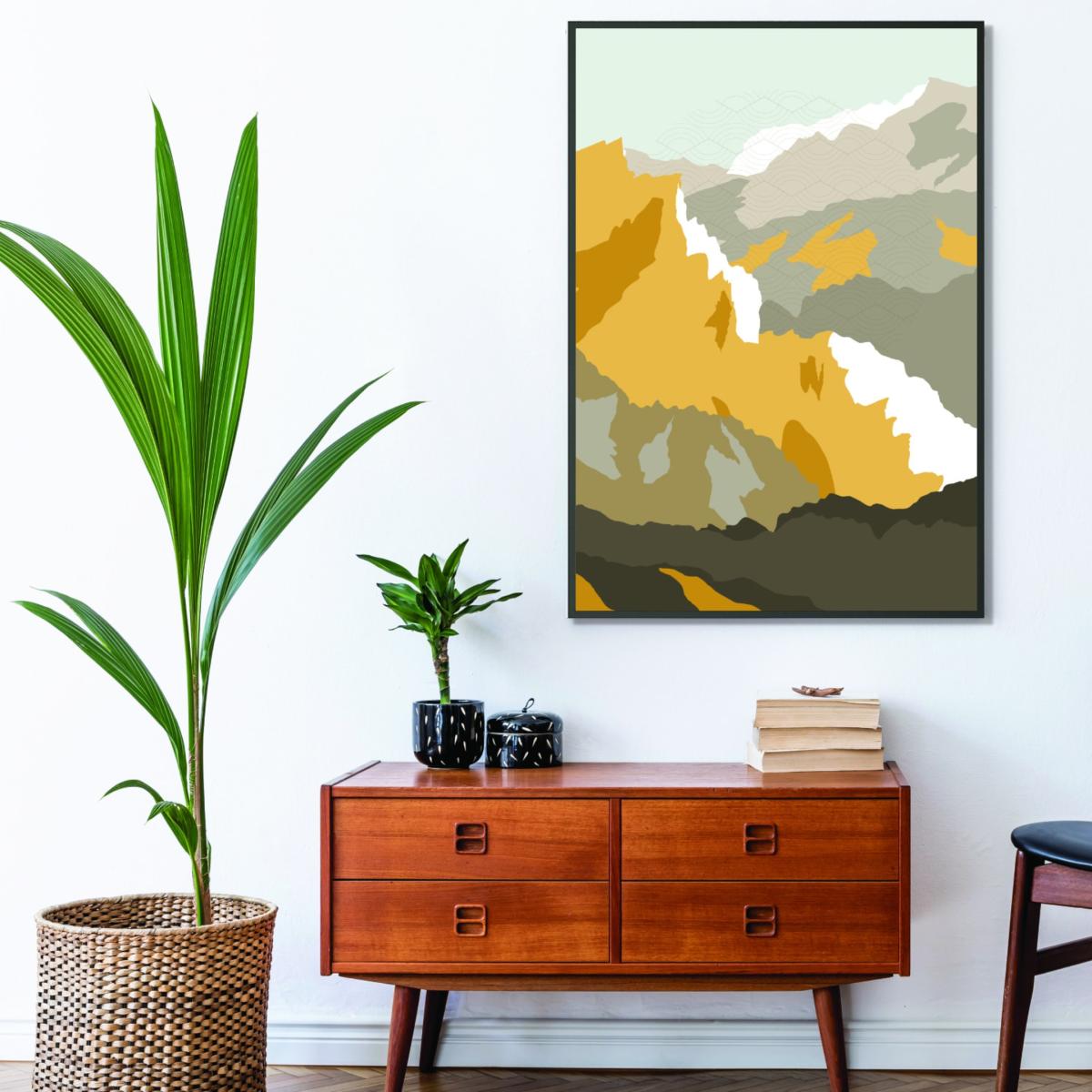 Yellow / Orange Japanese Mountain Scene A4 210 X 297Mm Stanley Print House – image 3