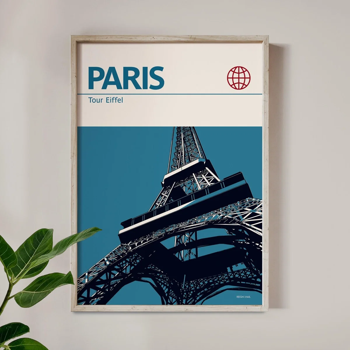 Paris Eiffel Tower Modernist Architectural Travel Poster A3 297 X 420Mm Reign & Hail – image 2