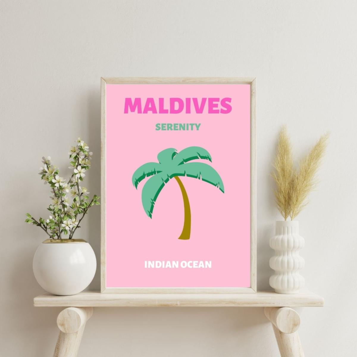 Pink / Purple Maldives Serenity Palm Poster | Artchi – image 2