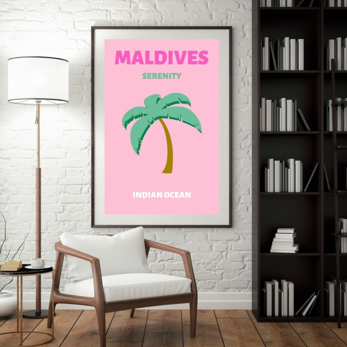 Pink / Purple Maldives Serenity Palm Poster | Artchi – image 3
