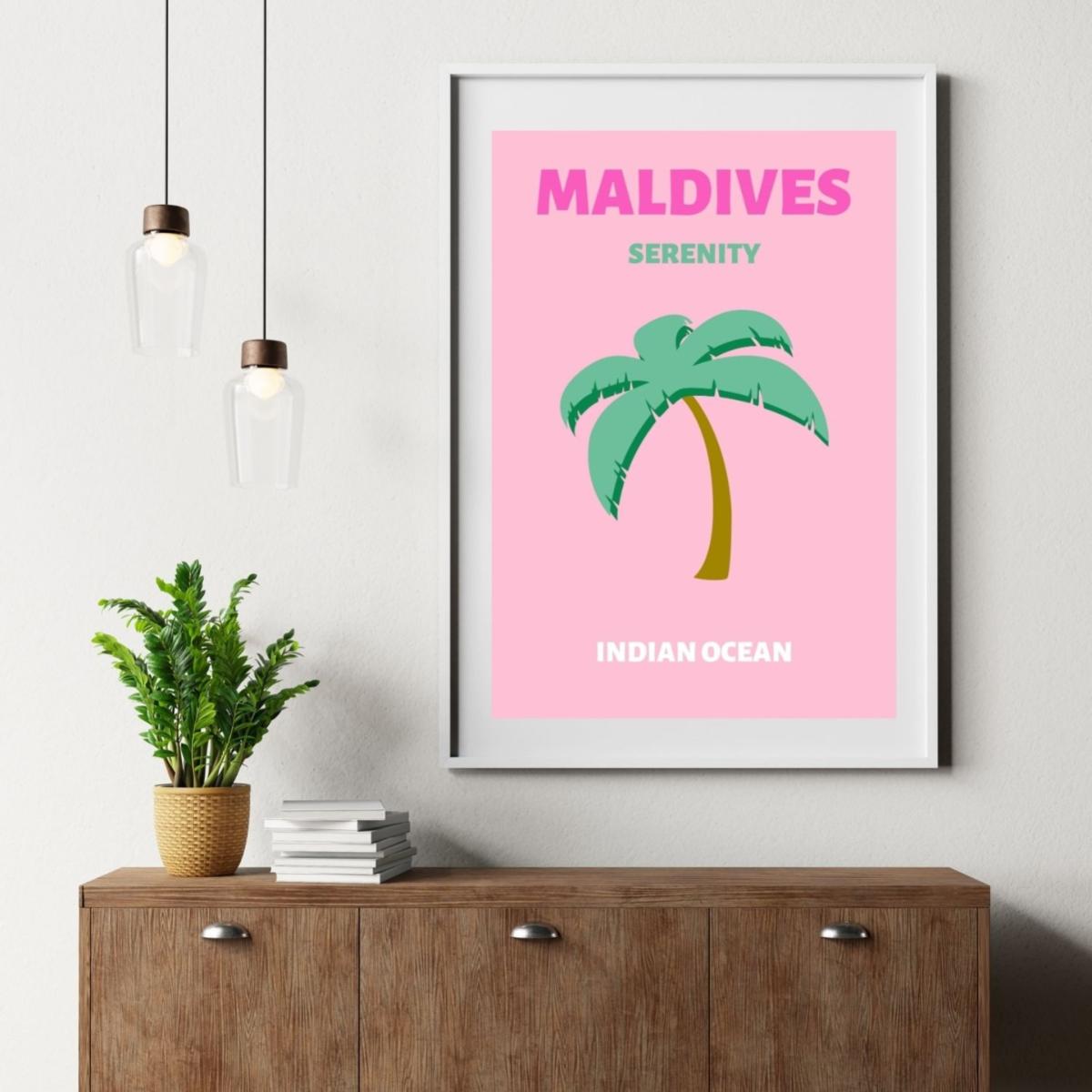 Pink / Purple Maldives Serenity Palm Poster | Artchi – image 4