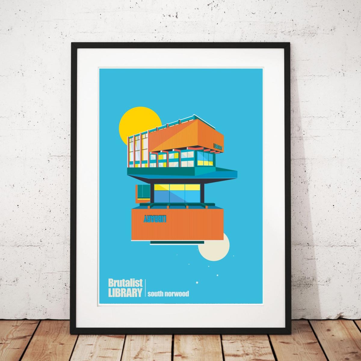 Brutalist Library South Norwood London Art Print A3 297 X 420Mm Eye for London Prints – image 2