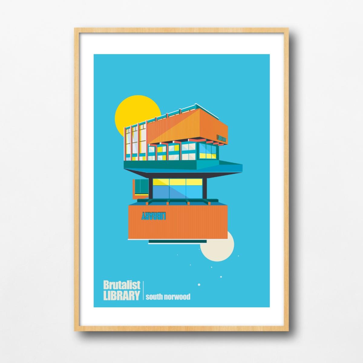 Brutalist Library South Norwood London Art Print A3 297 X 420Mm Eye for London Prints – image 3