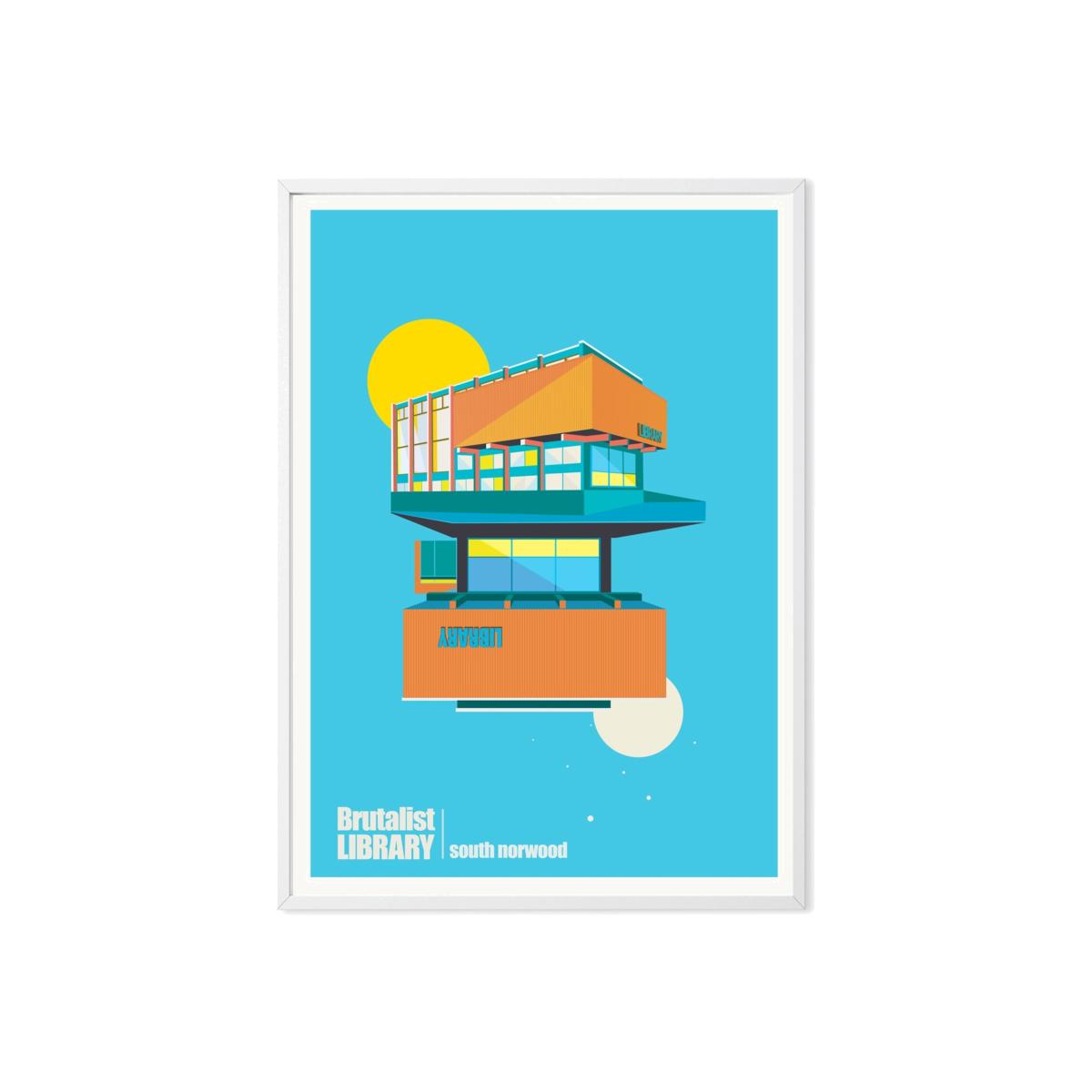 Brutalist Library South Norwood London Art Print A3 297 X 420Mm Eye for London Prints – image 1